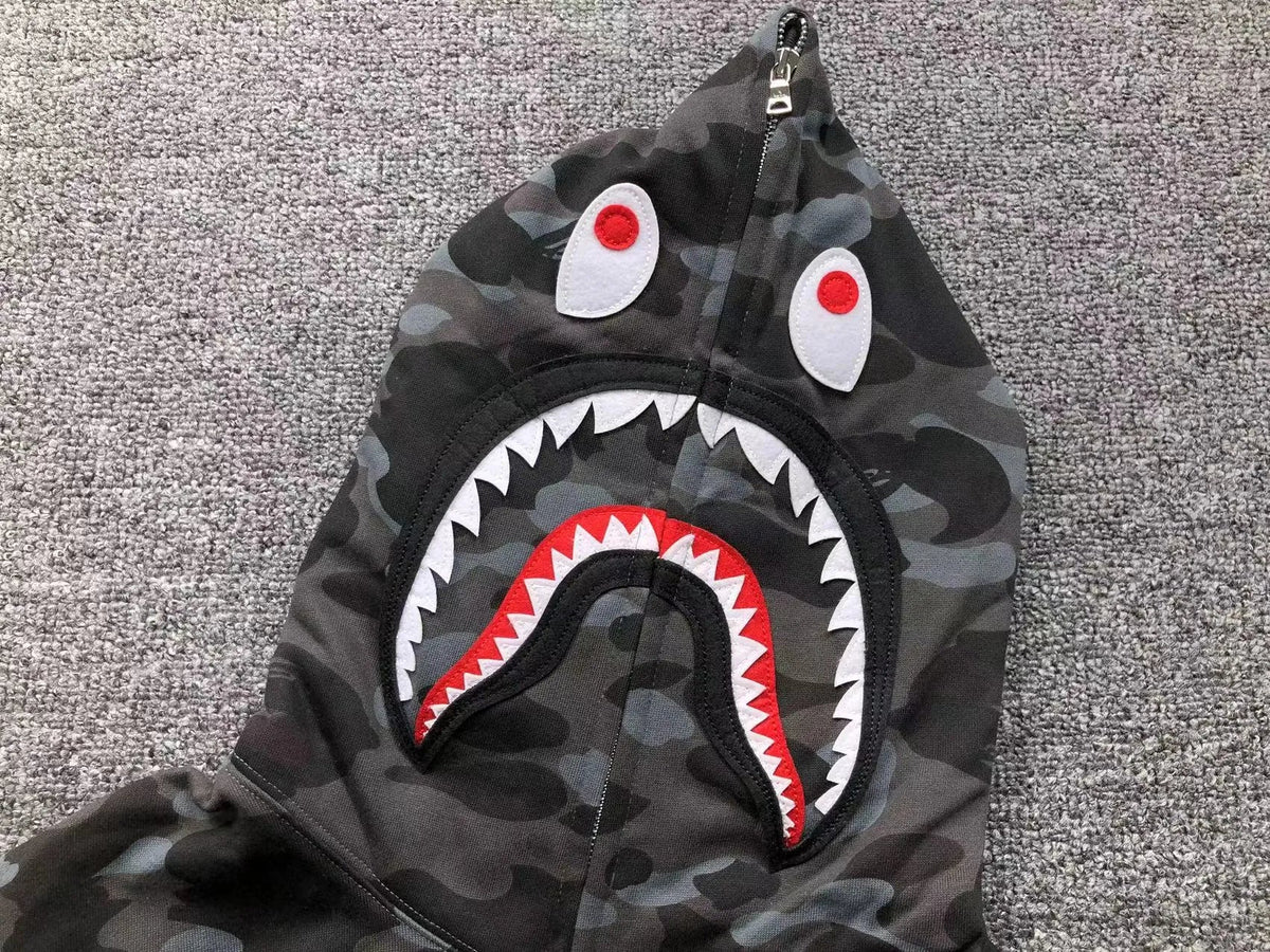 Campera Bape Color Camo Shark Full Zip Negra