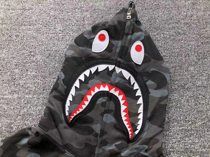 Campera Bape Color Camo Shark Full Zip Negra