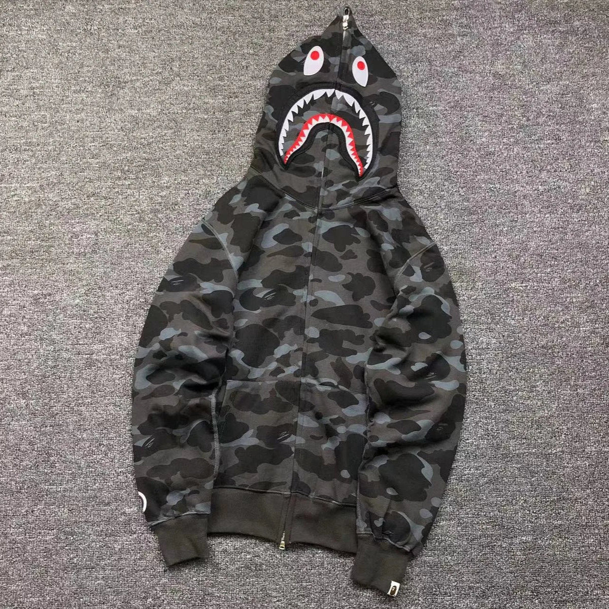 Campera Bape Color Camo Shark Full Zip Negra