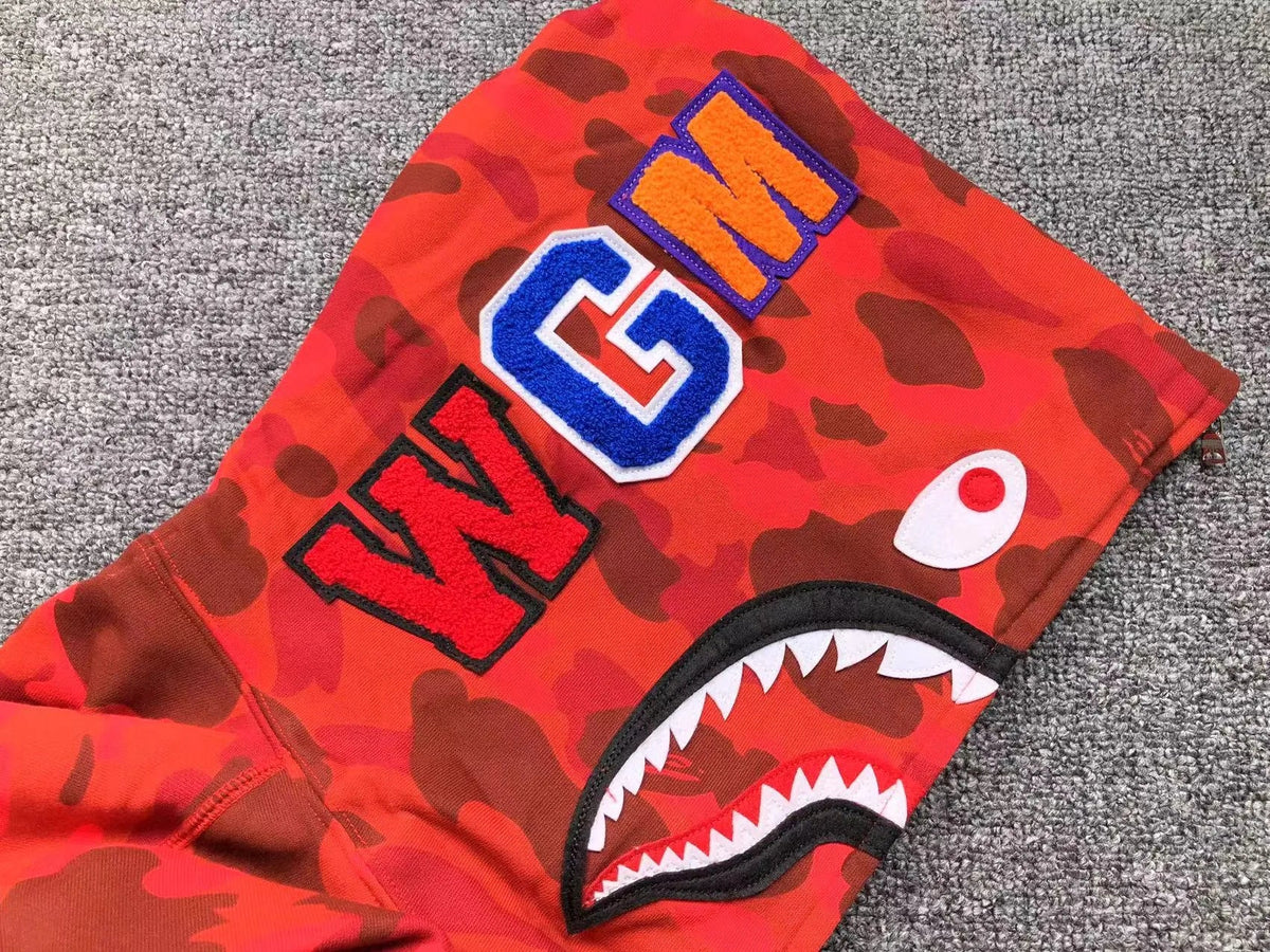 Campera Bape Color Camo Shark Full Zip Roja