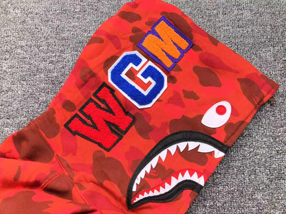 Campera Bape Color Camo Shark Full Zip Roja