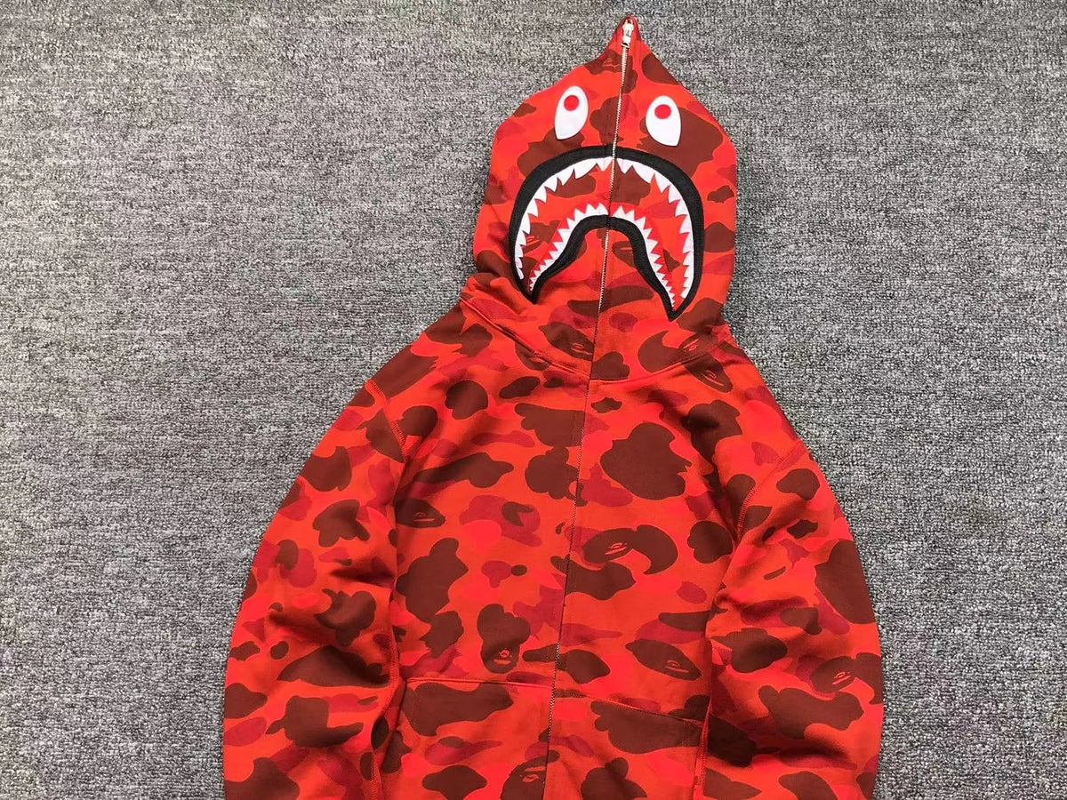 Campera Bape Color Camo Shark Full Zip Roja