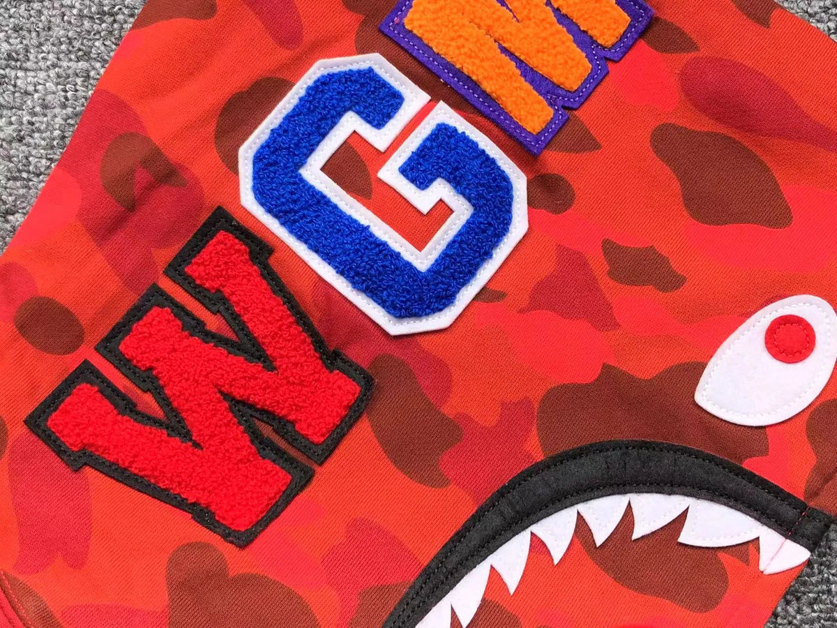 Campera Bape Color Camo Shark Full Zip Roja