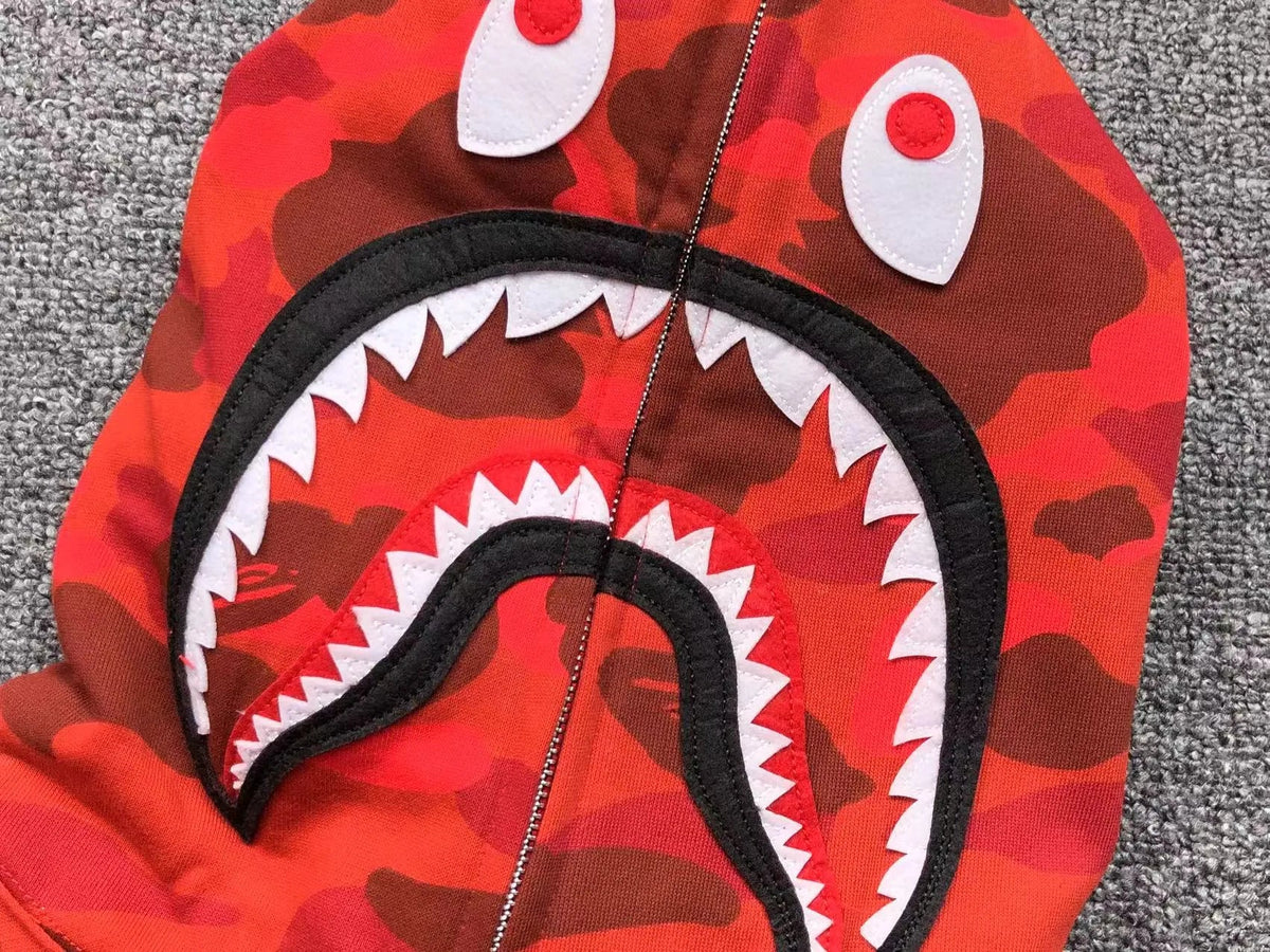 Campera Bape Color Camo Shark Full Zip Roja