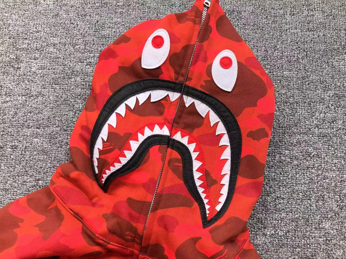 Campera Bape Color Camo Shark Full Zip Roja