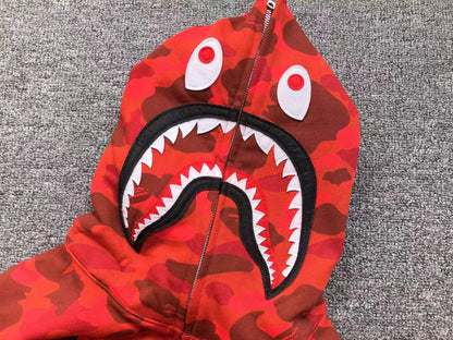 Campera Bape Color Camo Shark Full Zip Roja