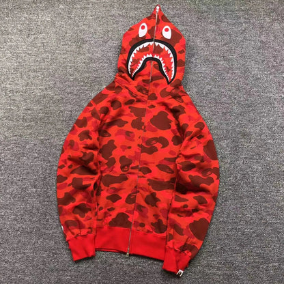 Campera Bape Color Camo Shark Full Zip Roja