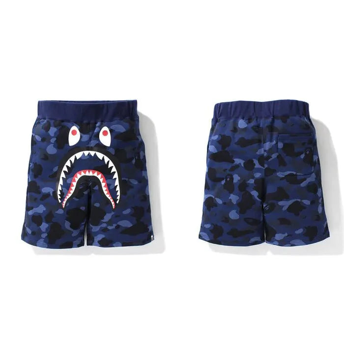 Bape Color Camo Shark Sweat Shorts Azul
