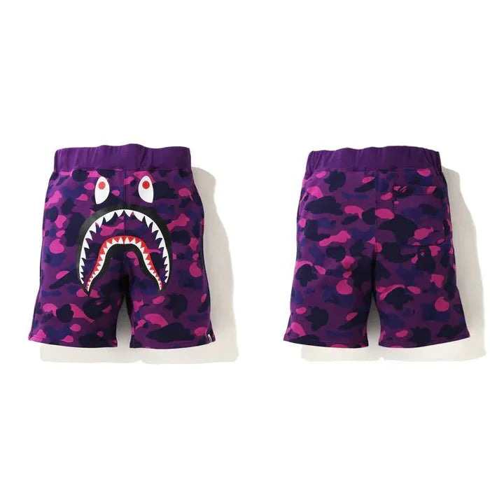 Bape Color Camo Shark Sweat Shorts Azul