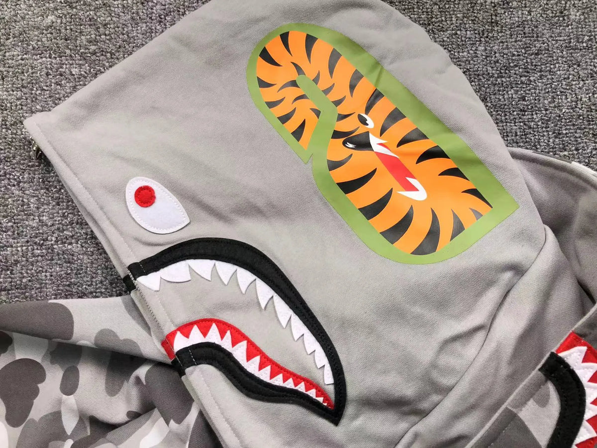 Campera Bape Color Camo Shark Wide Full Zip Double Gris