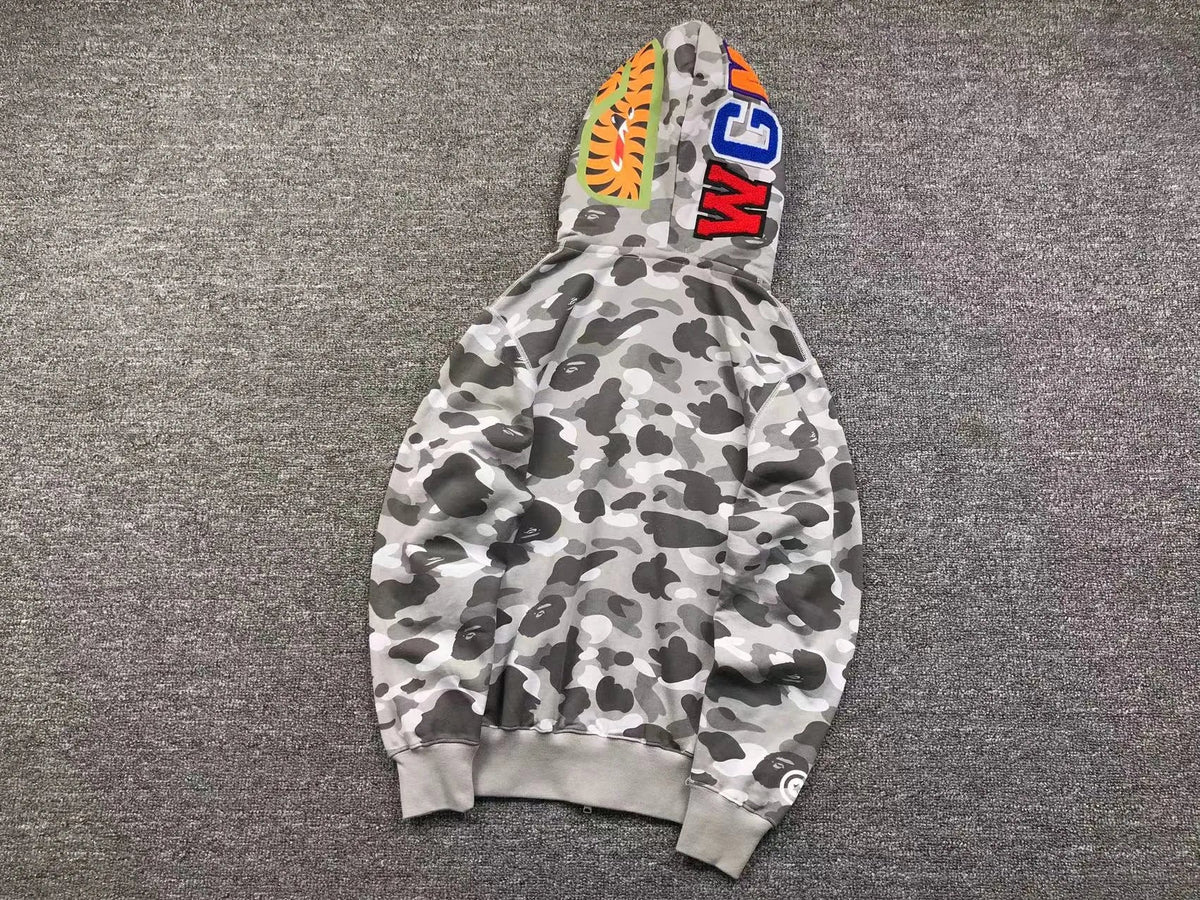 Campera Bape Color Camo Shark Wide Full Zip Double Gris