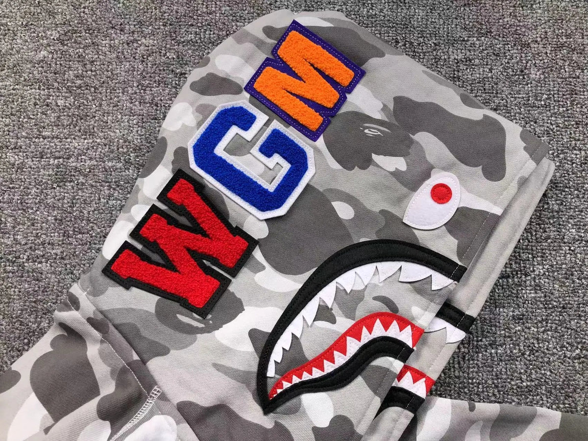 Campera Bape Color Camo Shark Wide Full Zip Double Gris