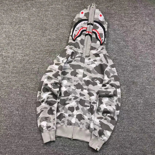 Campera Bape Color Camo Shark Wide Full Zip Double Gris