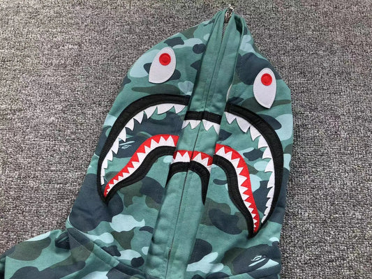 Campera Bape Color Camo Shark Wide Full Zip Double Verde