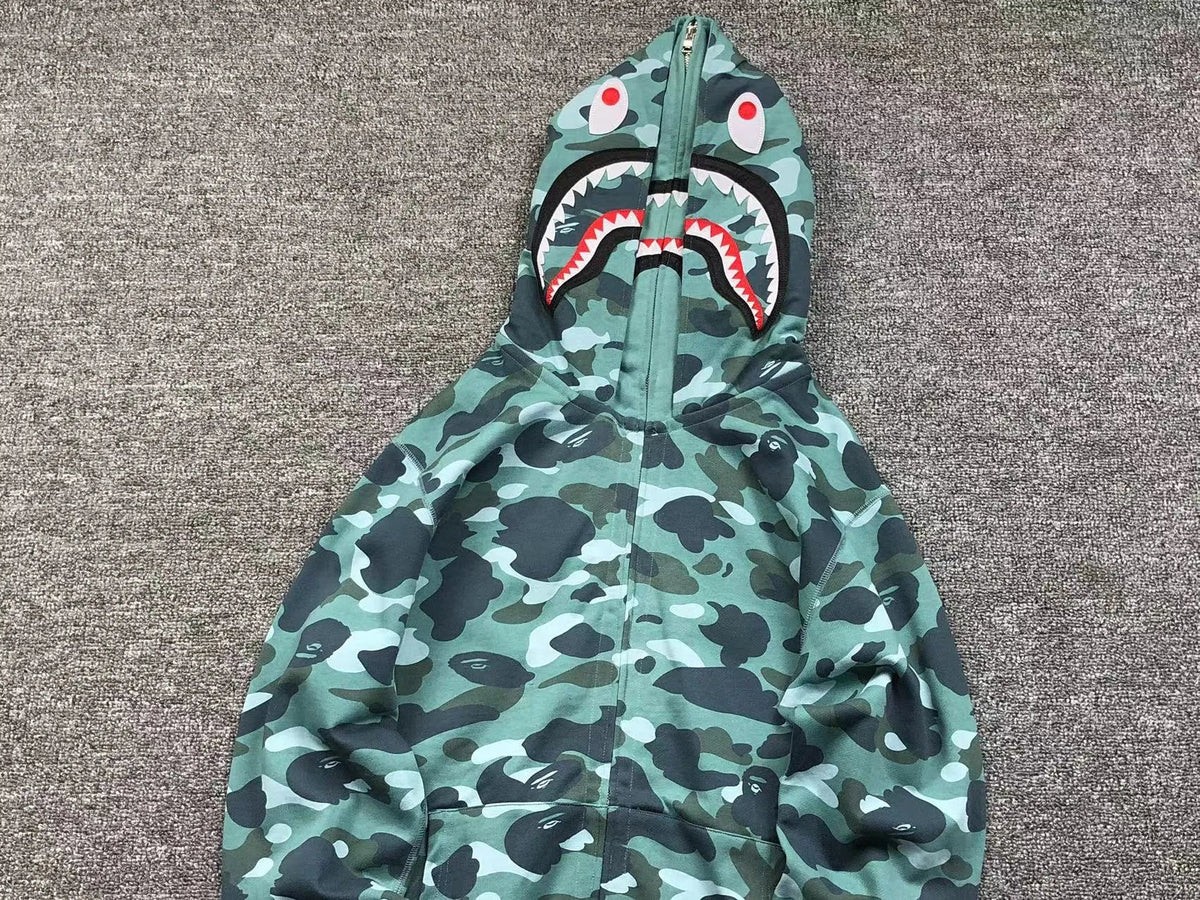 Campera Bape Color Camo Shark Wide Full Zip Double Verde