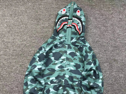 Campera Bape Color Camo Shark Wide Full Zip Double Verde