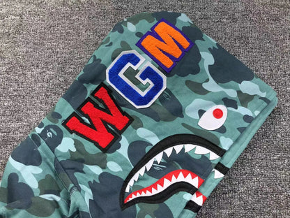 Campera Bape Color Camo Shark Wide Full Zip Double Verde