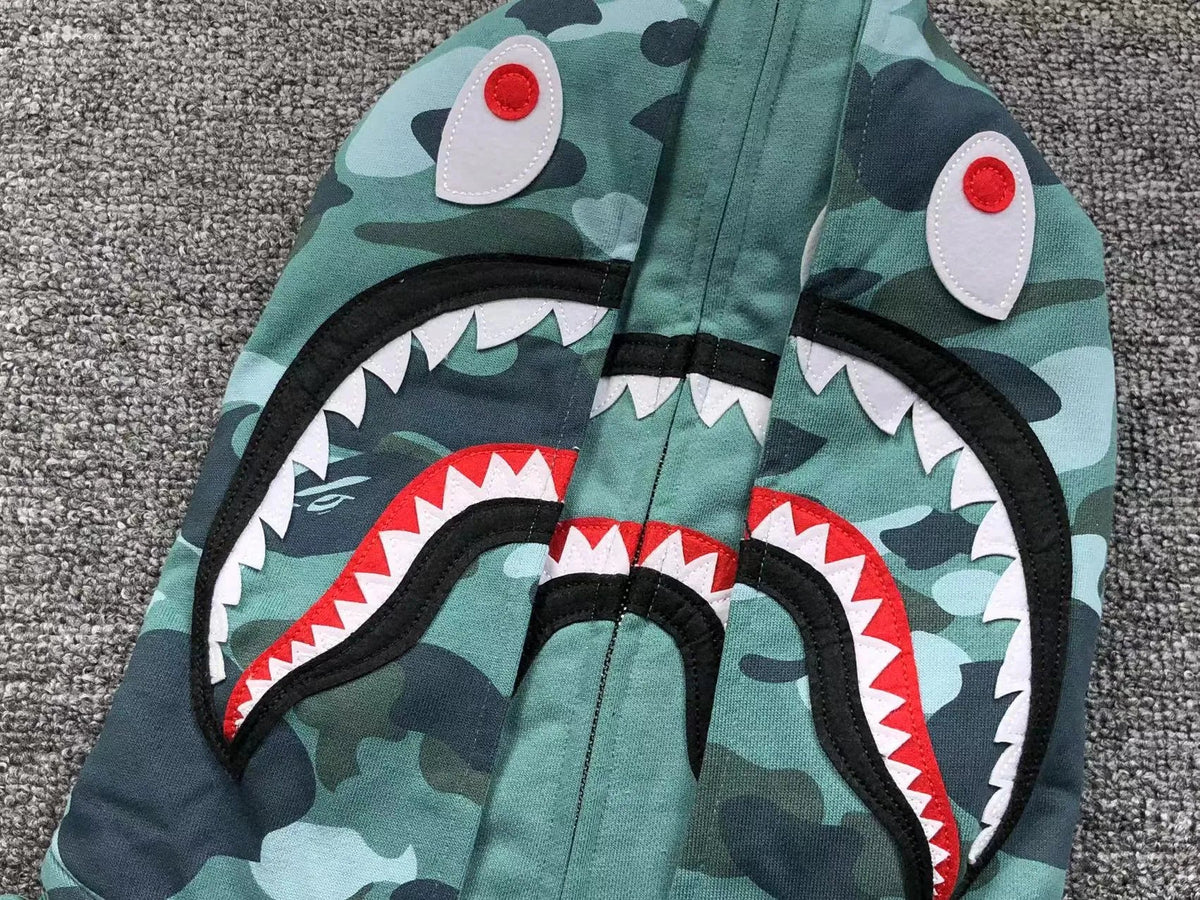 Campera Bape Color Camo Shark Wide Full Zip Double Verde