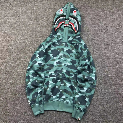Campera Bape Color Camo Shark Wide Full Zip Double Verde