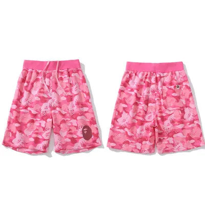 Shorts Bape Fire Camo Sweat Rosa