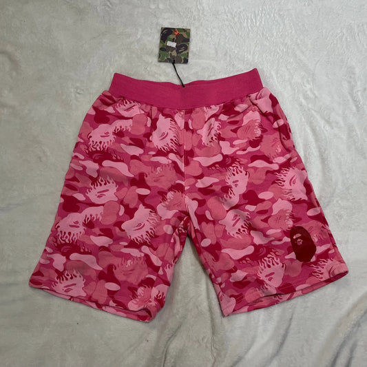 Shorts Bape Fire Camo Sweat Rosa