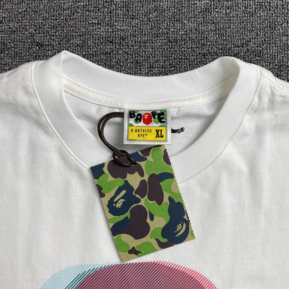 Remera Bape Glitch Art Blanca