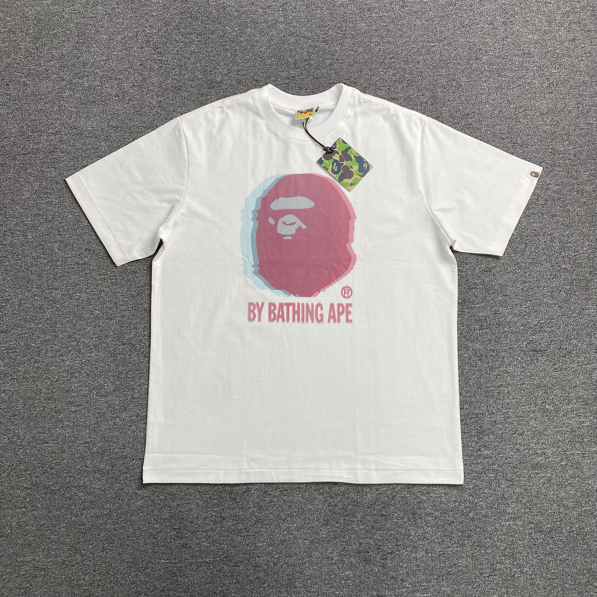 Remera Bape Glitch Art Blanca