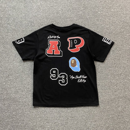 Remera Bape Multi Fonts Negra