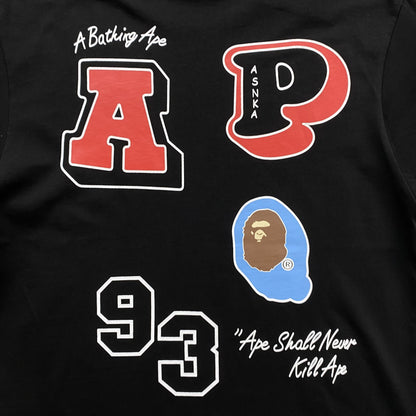 Remera Bape Multi Fonts Negra