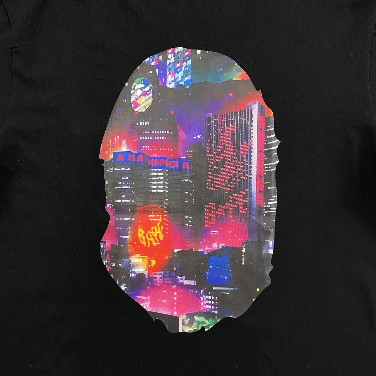 Remera Bape Neon Tokyo Big Ape Head Negra