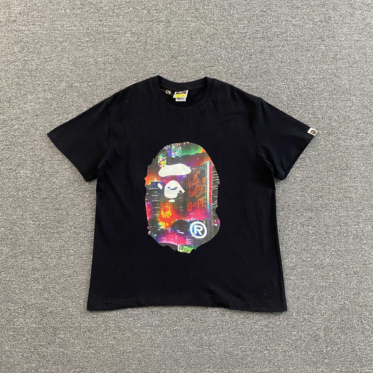 Remera Bape Neon Tokyo Big Ape Head Negra