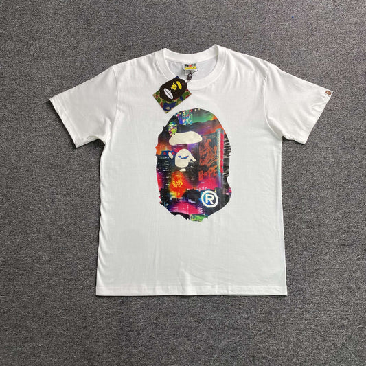 Remera Bape Neon Tokyo Big Ape Head Blanca
