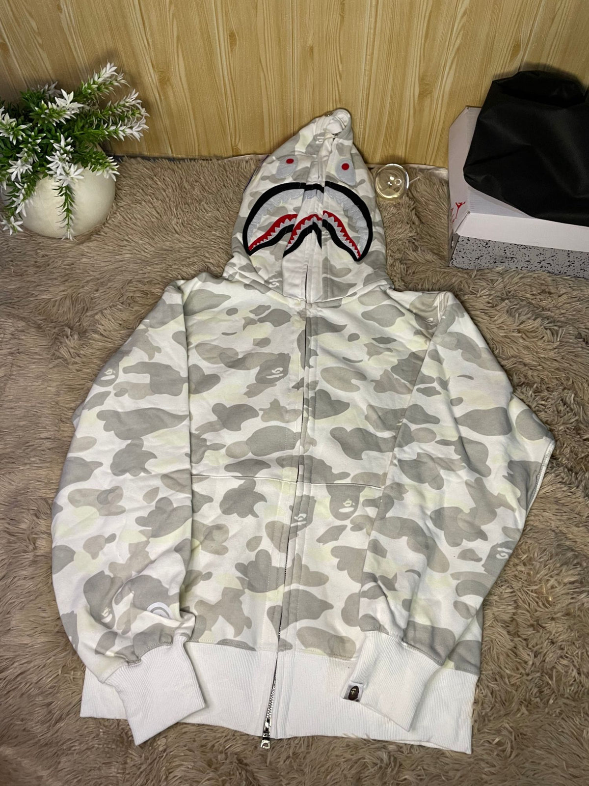 Bape shark hoodie white camo