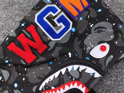Campera Bape Space Camo Shark Full Zip Double Negra