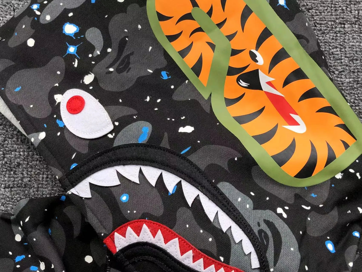 Campera Bape Space Camo Shark Full Zip Double Negra