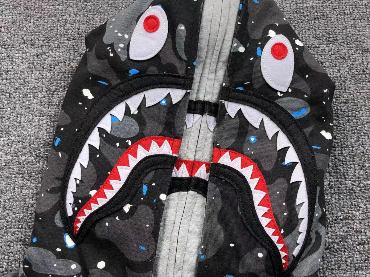 Campera Bape Space Camo Shark Full Zip Double Negra