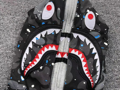 Campera Bape Space Camo Shark Full Zip Double Negra