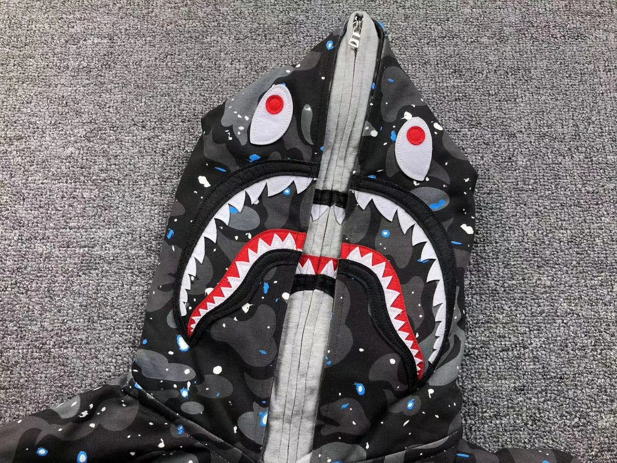 Campera Bape Space Camo Shark Full Zip Double Negra