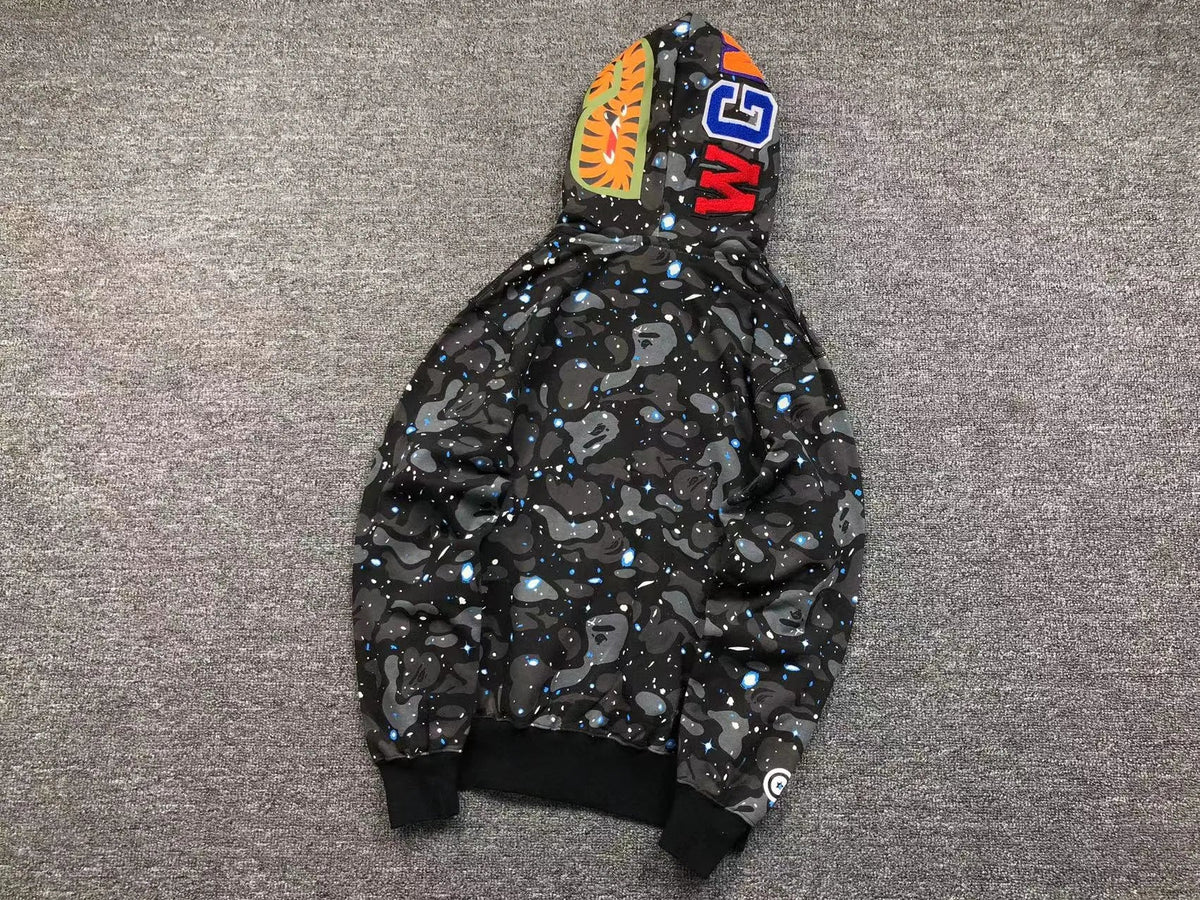 Campera Bape Space Camo Shark Full Zip Double Negra