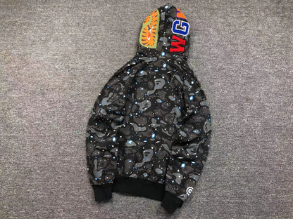 Campera Bape Space Camo Shark Full Zip Double Negra