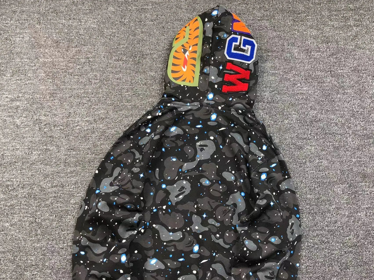 Campera Bape Space Camo Shark Full Zip Double Negra