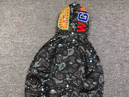 Campera Bape Space Camo Shark Full Zip Double Negra