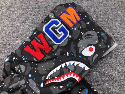 Campera Bape Space Camo Shark Full Zip Double Negra