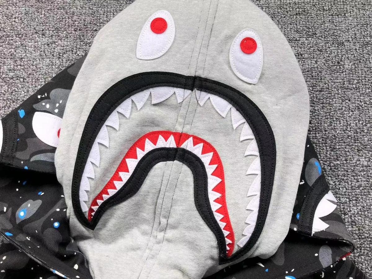 Campera Bape Space Camo Shark Full Zip Double Negra
