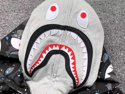 Campera Bape Space Camo Shark Full Zip Double Negra