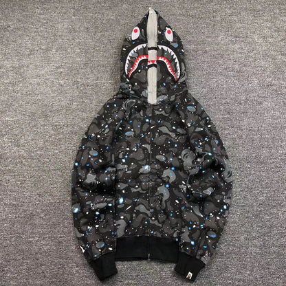Campera Bape Space Camo Shark Full Zip Double Negra