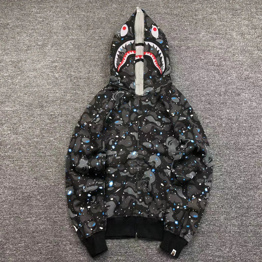 Campera Bape Space Camo Shark Full Zip Double Negra