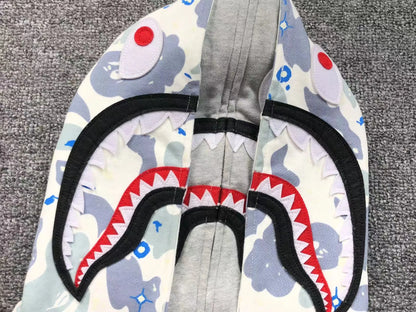 Campera Bape Space Camo Shark Full Zip Double Blanca