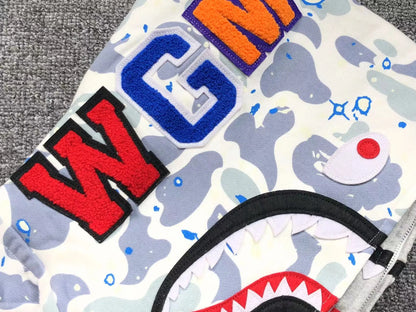 Campera Bape Space Camo Shark Full Zip Double Blanca
