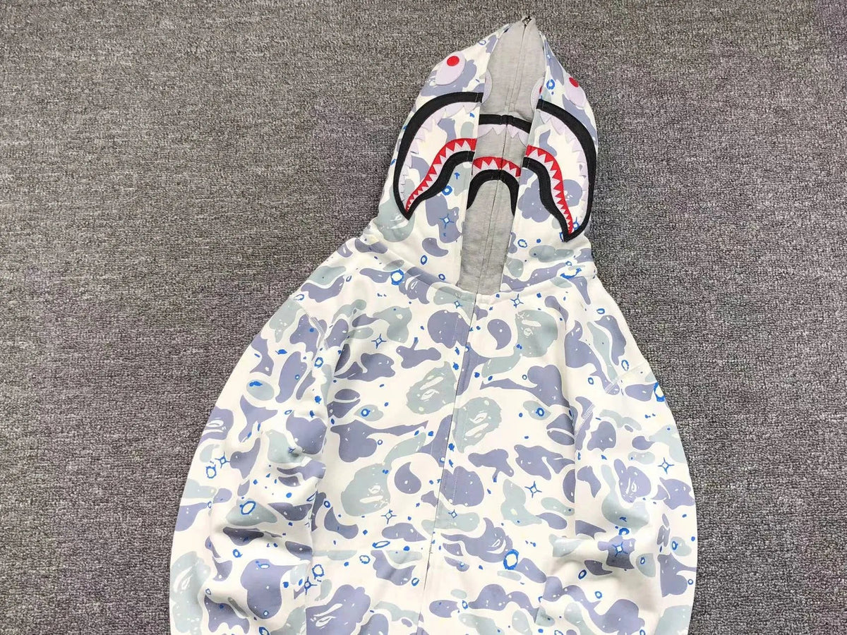 Campera Bape Space Camo Shark Full Zip Double Blanca